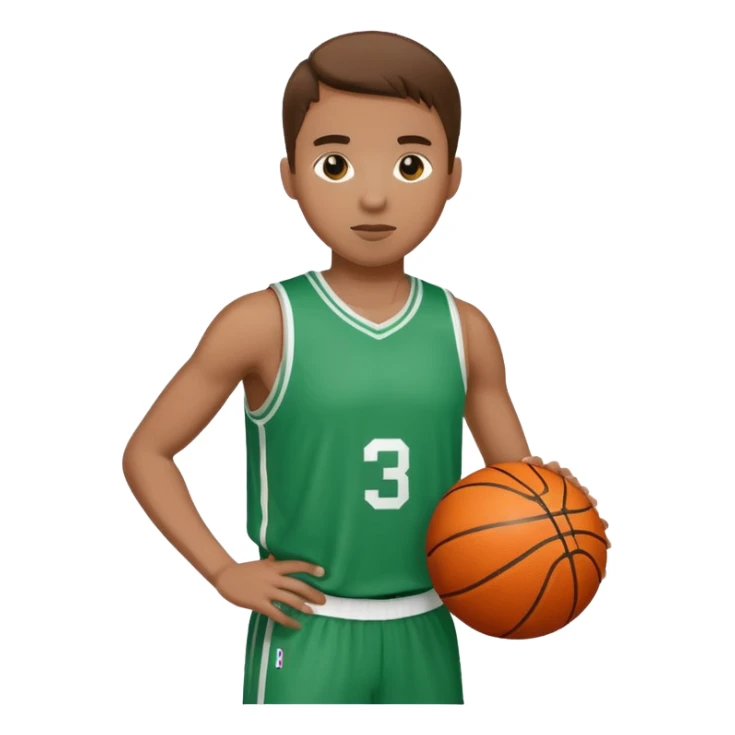 jugador de básquet con pelota y uniforme blanco y verde sticker
