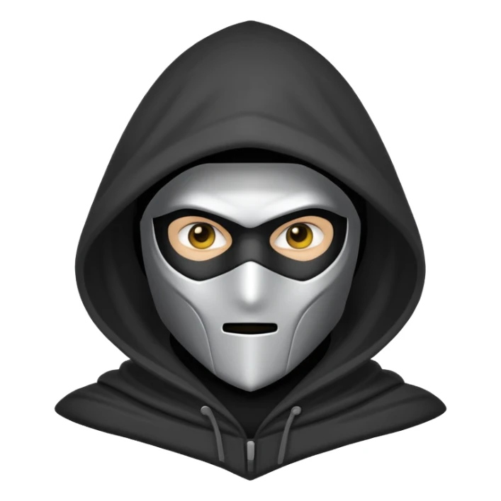 grayscale black mysterious masked corn-shaped hooded man sticker