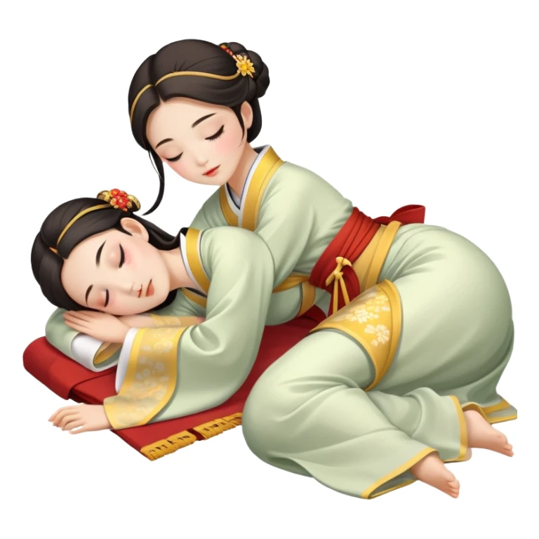 Beautiful girl in Hanfu lying on the ground sleeping sticker
