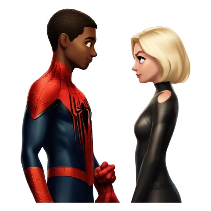 Spider-Man Miles Morales and Gwen Spider facing each other sticker