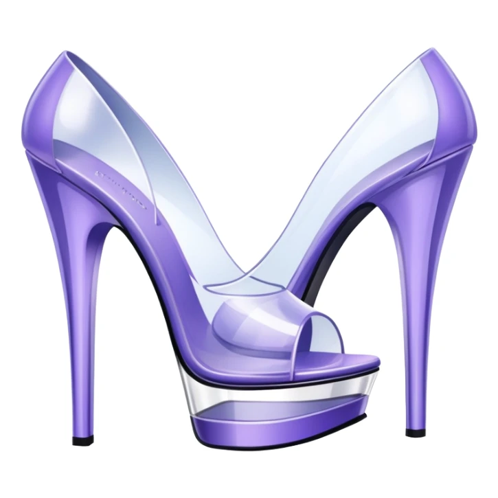 ultra realistic pair of platform open toe lavender glass heels sticker