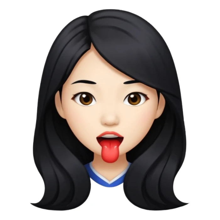 Beautiful Asian woman with long black hair biting her lip sticker