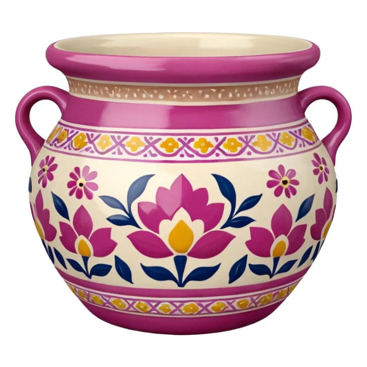 Pink, white and beige Talavera pot sticker