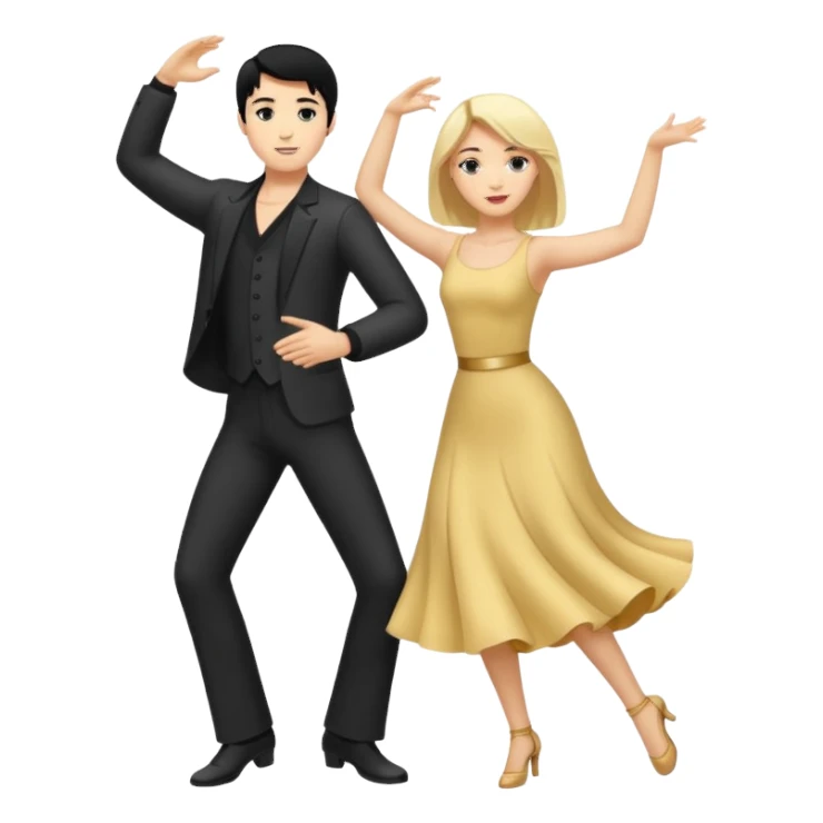 couple dancing full body man black hair woman blonde sticker