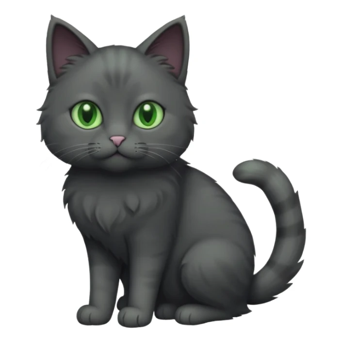 full body solid dark grey cat with green eyes and white paws sticker