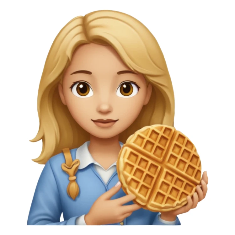 A girl with waffle in hand sticker