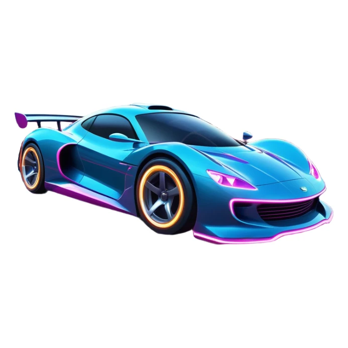 An icon showing a sleek car speeding through a neon-lit cityscape, inspired by Need for Speed. The design features dynamic motion lines, glowing tires, and a vibrant city backdrop with skyscrapers and lights. The rush of high-speed racing is highlighted. Transparent background. sticker