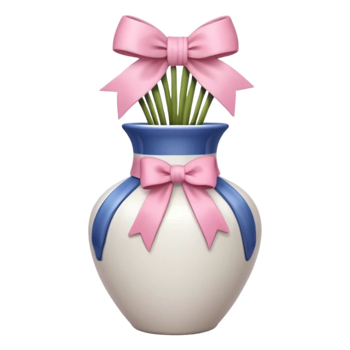 vaso branco com laço rosa sem flores sticker