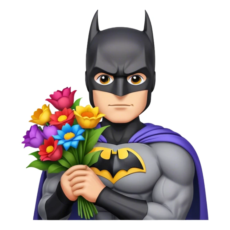 Batman with flower bouquet sticker