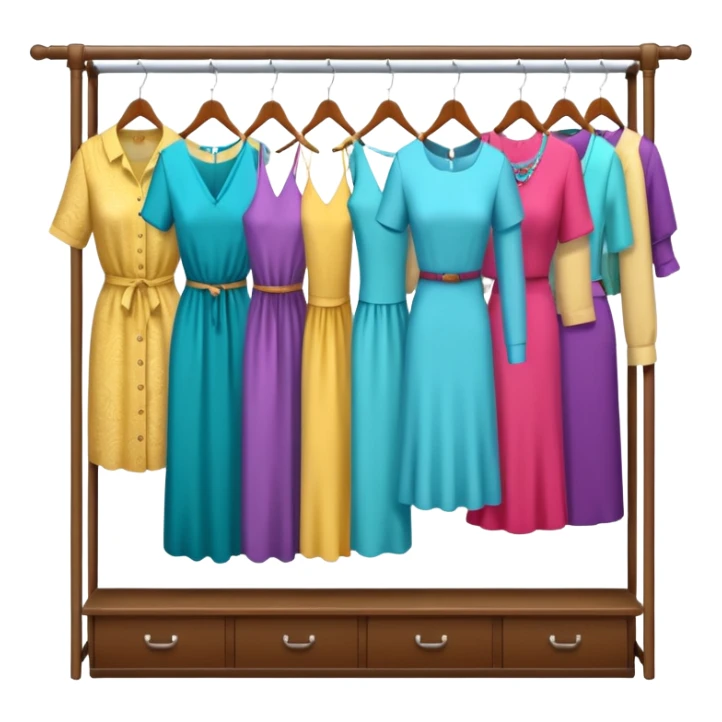 open wardrobe with woman clothes hanging inside sticker