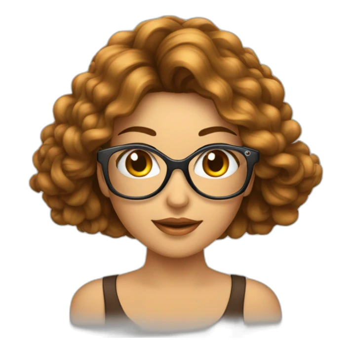 Uma mulher banca, de óculos, com cabelo castanho comprido. Cercada de perfumes sticker
