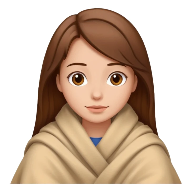 brown hair woman sitting under beige blanket sticker