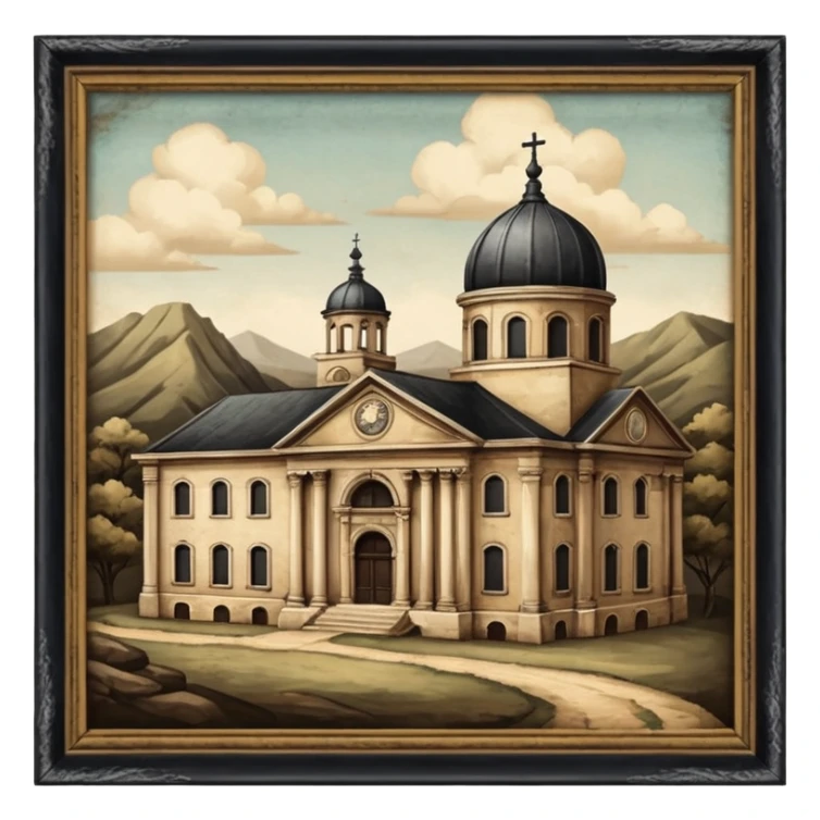 Vintage old antique academia aesthetic scenery  sticker