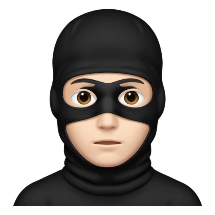 man in black balaclava with no eyes and mouth covers his ears sticker