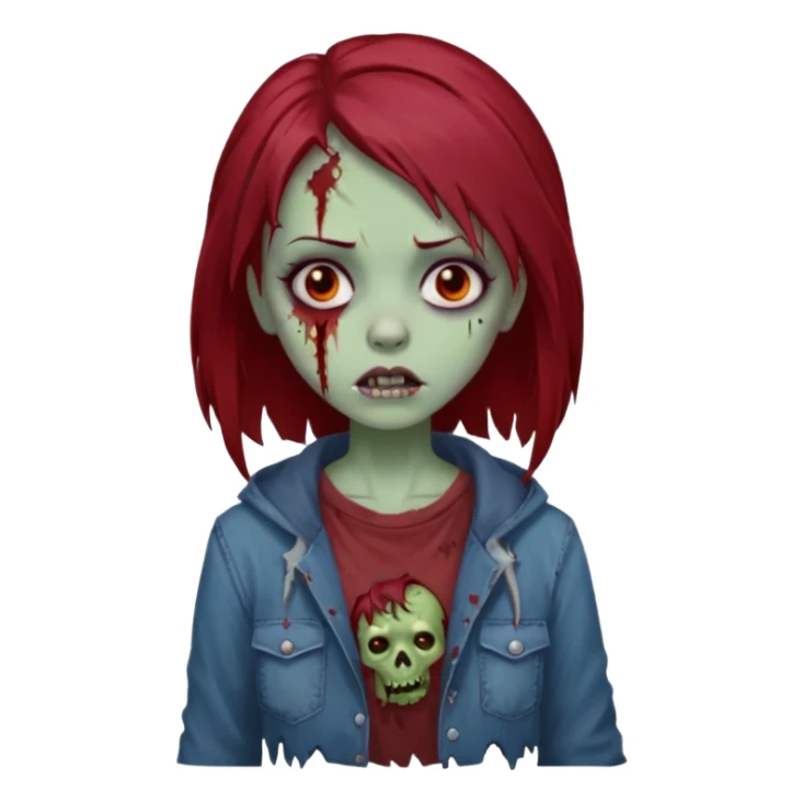 A zombie girl with dark red mid length  hair sticker