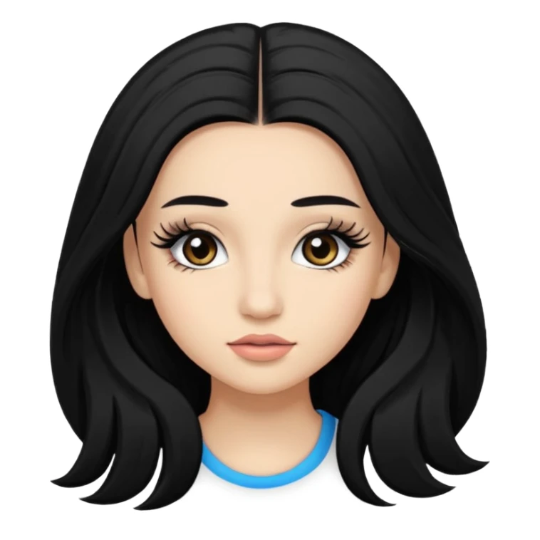 ragazza truccata con le ciglia finte con i capelli neri lunghi sticker