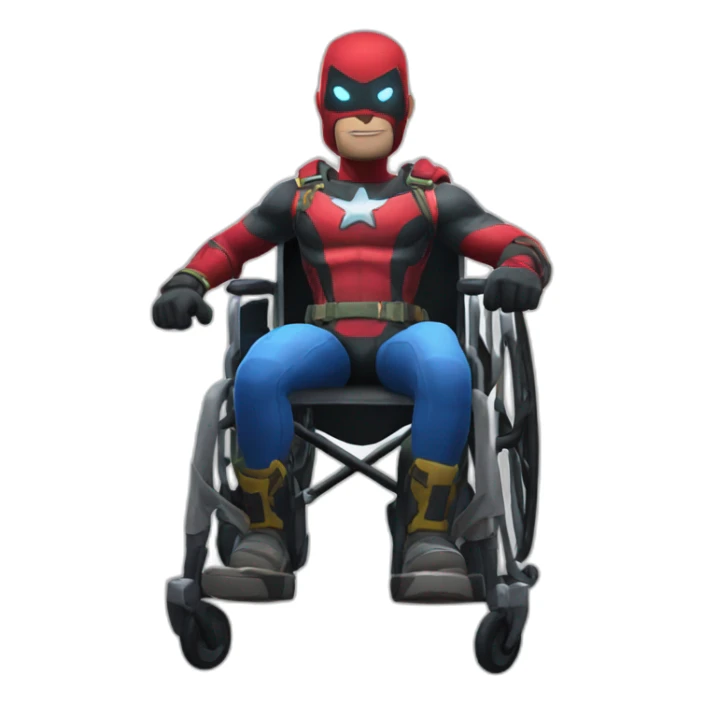 Superhero Fortnite skin in a wheelchair sticker