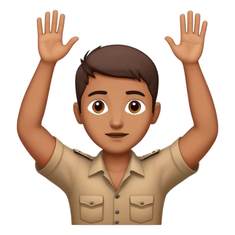 Indian person with hands up in surrender sticker
