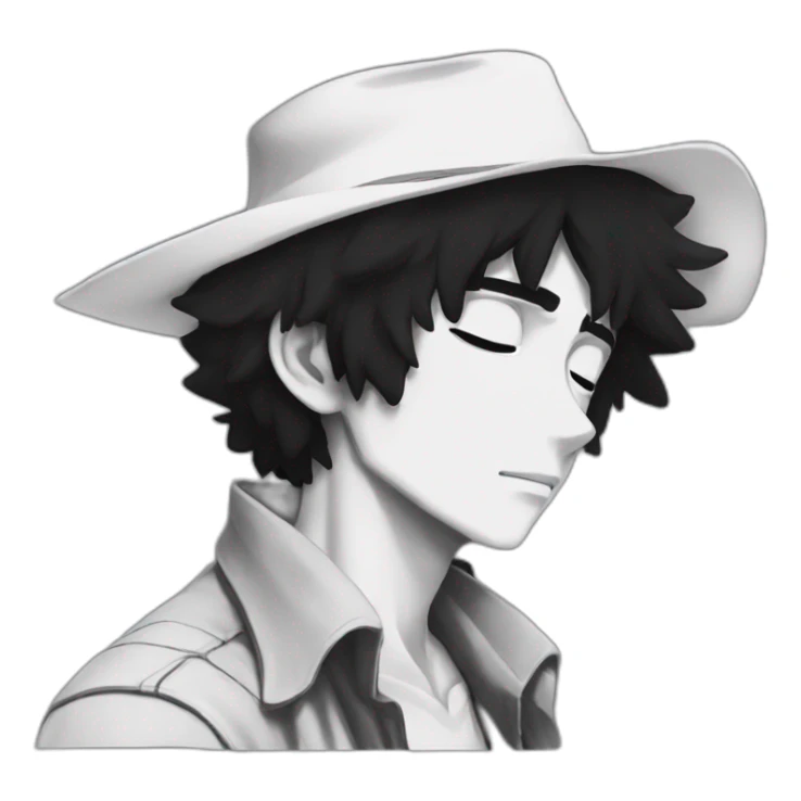 One Cowboy bebop white skin black hair want sleep sticker
