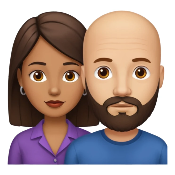 Man beard bald white woman medium hair brown latina sticker