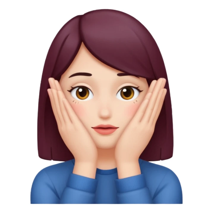Standard smiley emoji blushing and hiding face with hands sticker
