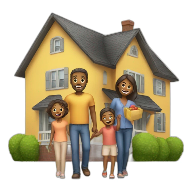 family buying a house sticker