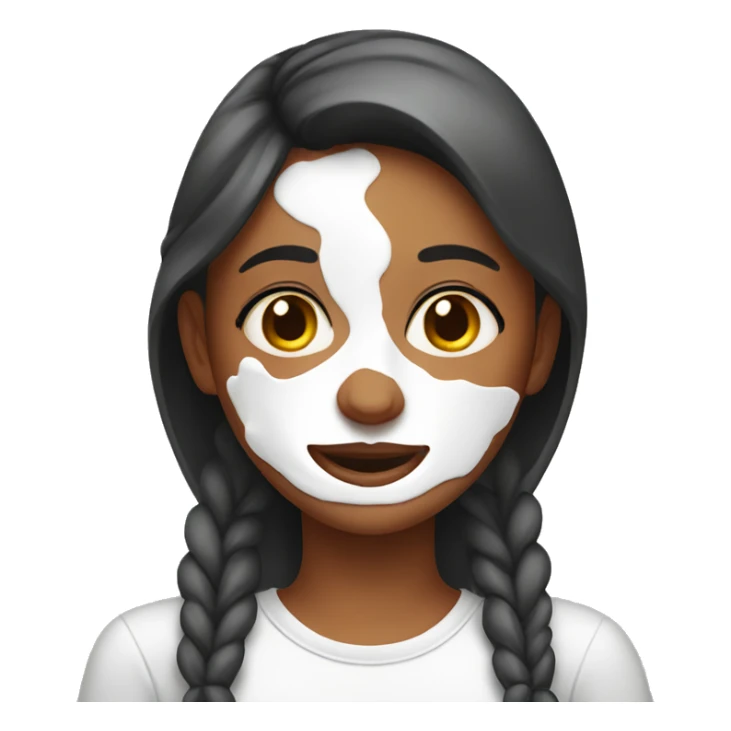 A girl with yogurt on her face sticker