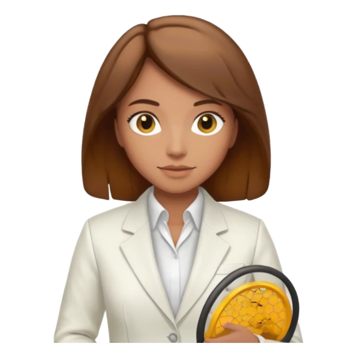 female bee keepers with brown hair, white suit sticker