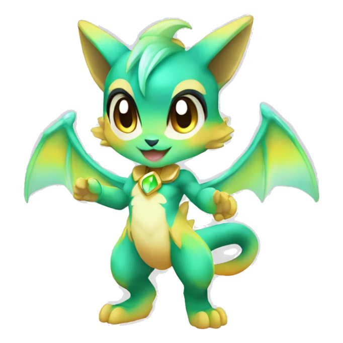 a anthro chibi-style colorful gradient-shiny gem-sparkle-Fakémon-hybrid full body sticker