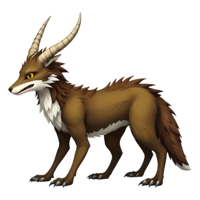 Sergal-Vernid-hybrid-animal-creature, full body, 4 legs, horned sticker