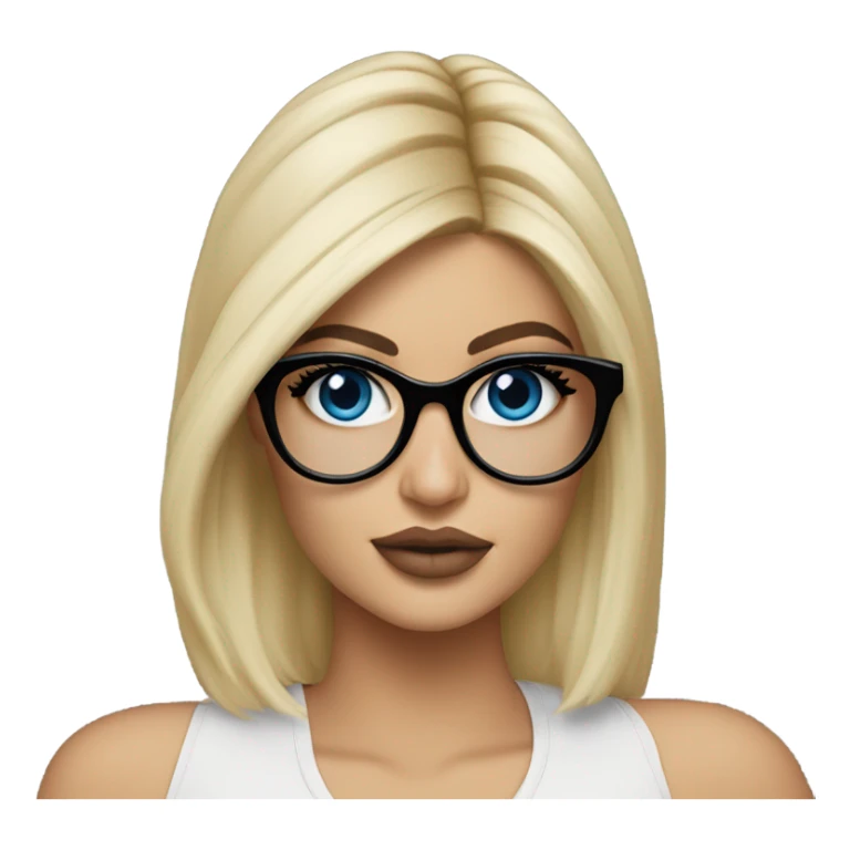 Hyper real blonde kylie jenner with blue eyes and glasses  sticker