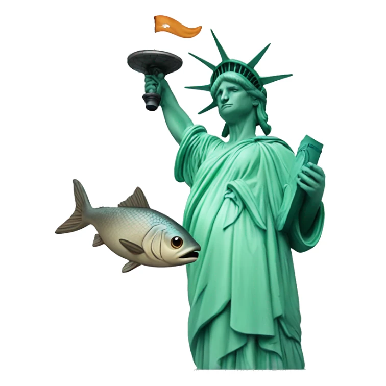 Statue of Liberty holding a fish sticker