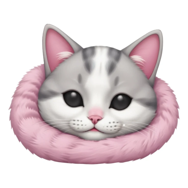 grey and white small cat with eyes closed lying down upside down with its paws/arms tightly covering its own face sticker