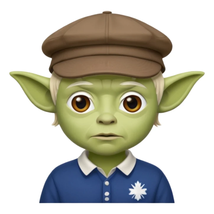 Laird Yoda med skotsk golfkeps sticker