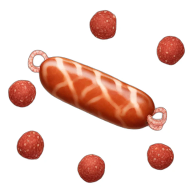 Une saucisse avec deux boulettes de viande sticker