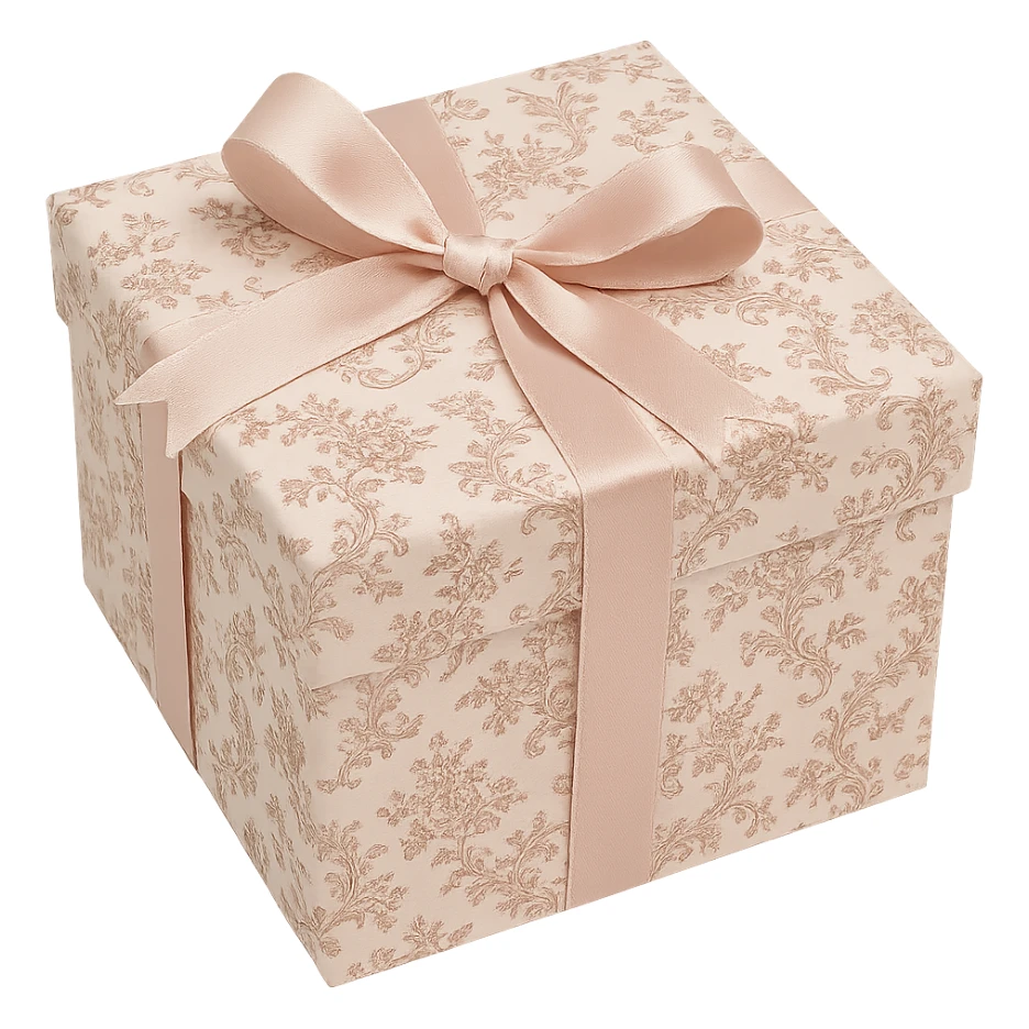 Elegant Rococo pale pink ditsy floral gift box , remove background sticker