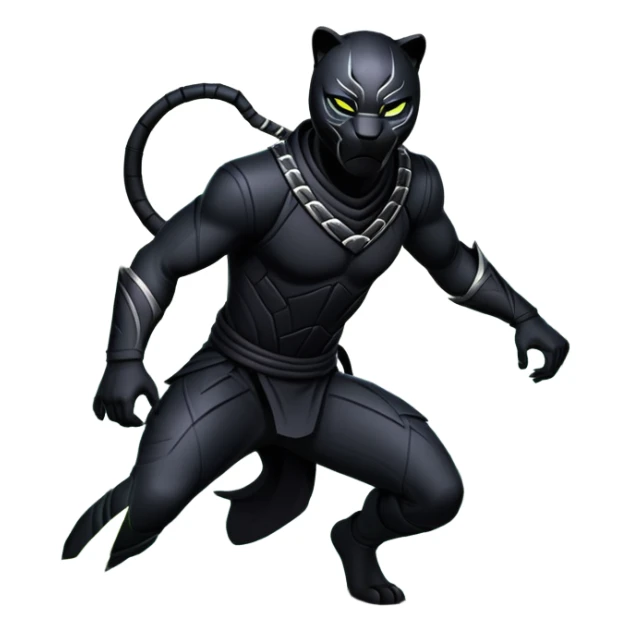 An icon representing an adventure game, inspired by stealth-action gameplay. The design features a shadowy ninja crouched on the back of a sleek black panther, moving silently through a moonlit bamboo forest. The atmosphere conveys secrecy, precision, and deadly agility. Transparent background. sticker