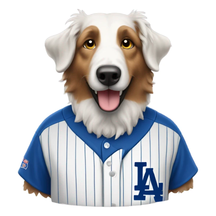 Old English shepherd wearing a Dodgers 13 shirt  sticker
