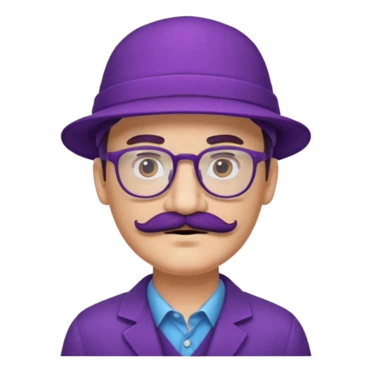 glasses purple man with hat and mustache sticker