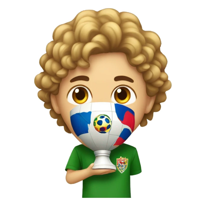 niño levantando la copa  del mundo sin barba sticker