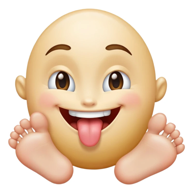 Smiling tongue out winky face feet sticking out sticker