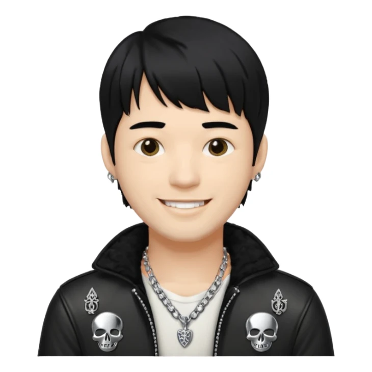chrome hearts,man, black hair,white,normal,messy fringe sticker