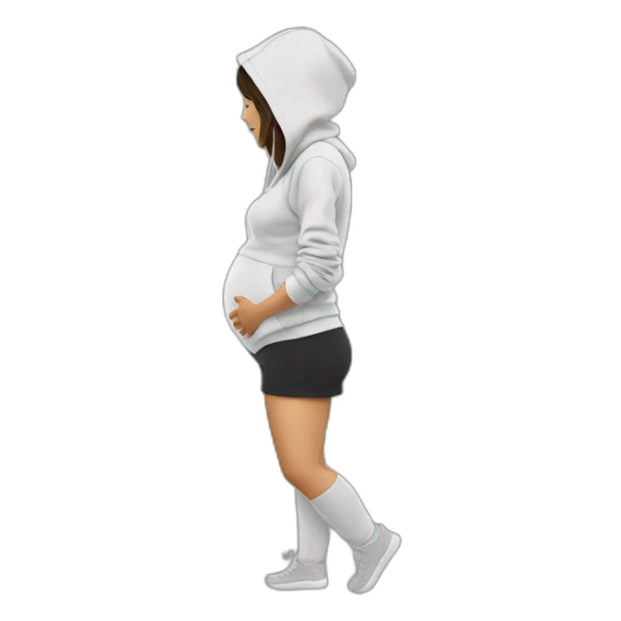 hoodie sweatshirt pregnant woman side view sticker