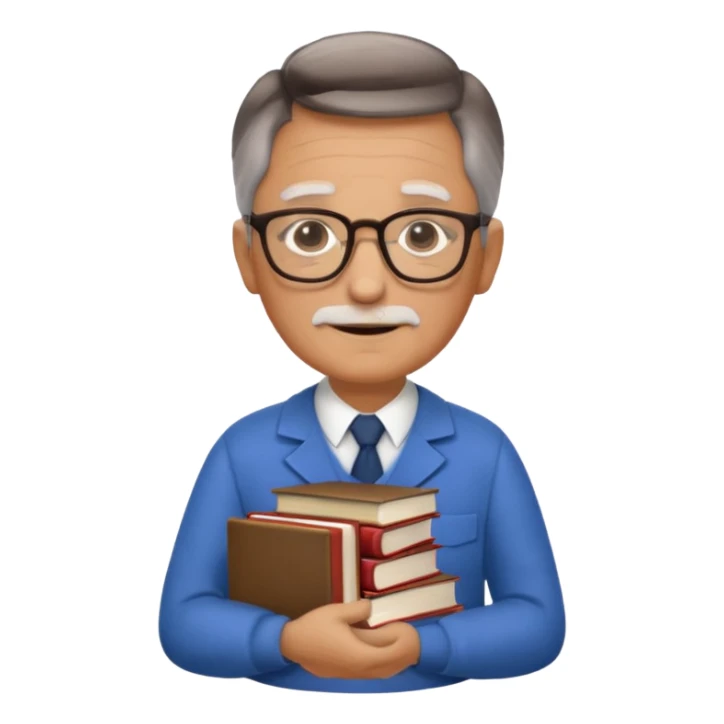 old male Librarian in foreign countries with glasses and librarian uniform sticker