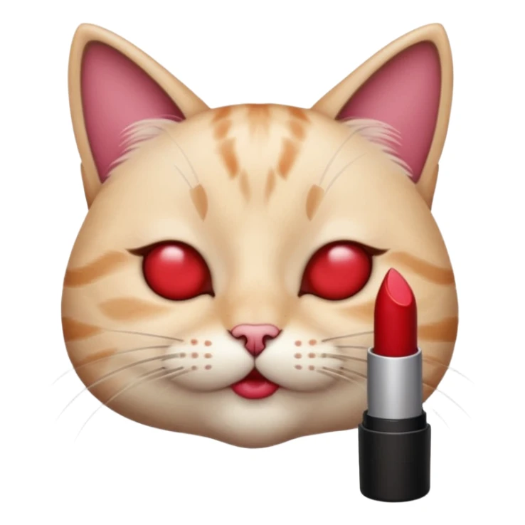 cat with lipstick and lashes and her eyes closed sticker