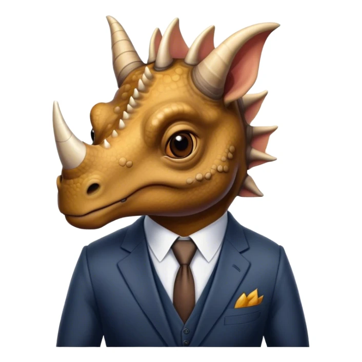 kind face of a triceratops in a suit sticker