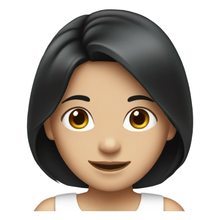 smiling girl in white dress with black hair sticker