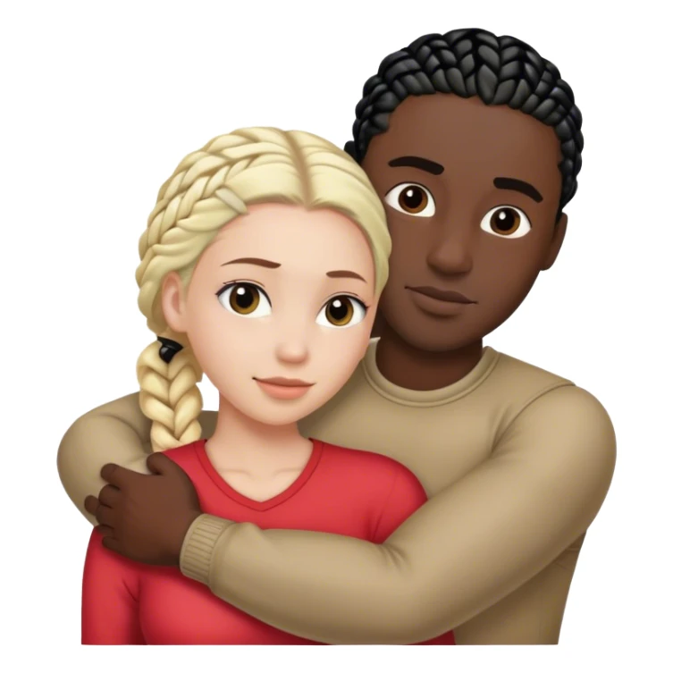 White blonde woman hugging black man with black cornrows sticker