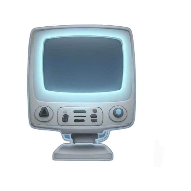 A modern television icon with a wired linear style and a white glowing effect sticker