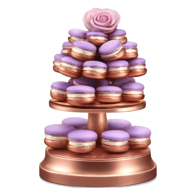 Realistic isolated rose gold layered stand with lavender and rose gold macaroons on the stand. sticker